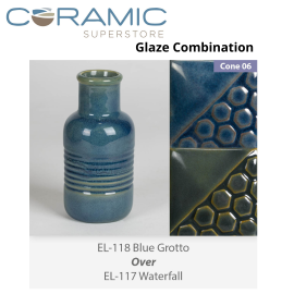 Blue Grotto EL118 over Waterfall EL117 Glaze Combination